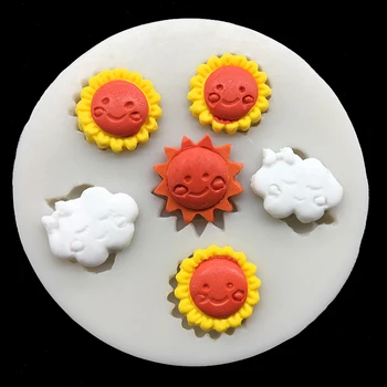 Cartoon Päike Pilve Kuju Silikoon Hallituse Sugarcraft Šokolaadi Cupcake Küpsetamine Hallituse Fondant Kook Dekoreerimiseks Vahendid