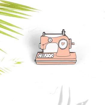 Cartoon Roosa Õmblusmasin Emailiga Pin Armas Tüdruk Sõle Teksariidest Särk Kott Rinnamikrofon Nööpnõelad Ehted Kingitus Lastele Sõbrad