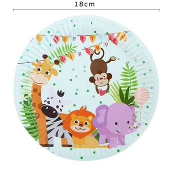 Cartoon Safari Pool Loomade Ühekordsed Nõud Komplekti Baby Shower Sünnipäeva Jungle Pidu Pakkumise Kid Poiste Kasuks Sünnipäeva 6331