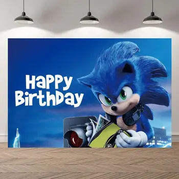 Cartoon Sõidukiirus Kangelane Sonic Blue Taustaks Fotograafia Tuli Vilkuma Kids Sünnipäeva Foto Taust Tabel Dcor