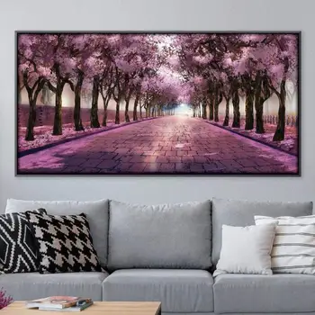 Cherry Blossom Tree Ja Lill Õlimaal Print Lõuend Põhjamaade Plakat Seina Art Pilt Elutuba Home Decor Frameless 72959