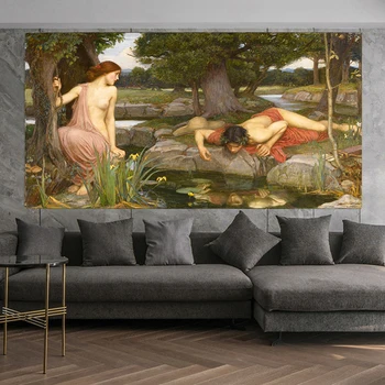 Citon William Waterhouse《Echo ja Narkissos》Lõuendil õlimaal maailmakuulsa Kunstniku Plakat Pilt Decor Kodu Kaunistamiseks 138585