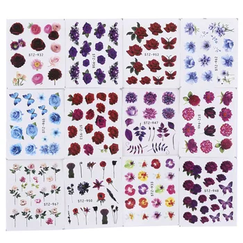 Classic Rose Küünte Kleebis Kaunistused Komplekt Nail Foolium Kunsti Värvikas Vesimärk Õitsev Lill Akvarell Simulatsioon, Disain Kleebised