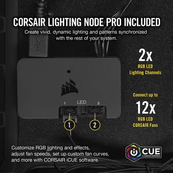 Corsair LL Seeria, LL120 RGB, 120mm RGB LED Ventilaator, Kolmene Pakk Valgustus Node PRO - Valge, Valgustus Node PRO Lisada, LL120 RG 41664