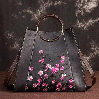 Cowhide Reljeef Naiste Messenger Õla Peal Hakkama Kotid Kvaliteeti Vintage Floral Design Naha Loomuliku Tassima Kotid Naiste kott