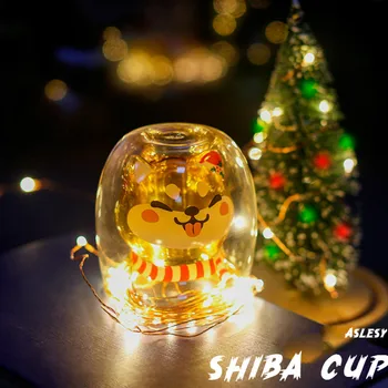 Creative Christmas Shiba Kahekordse Seina Tassi Lapsed Kingitus Vesi Piim Hommikusöök Kohvitass Loomade Soojustus Klaas Drinkware