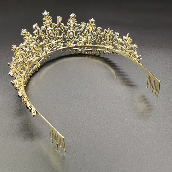 Crystal Morsiamen Tiaras Kuninganna Kroonid Naiste Sinine Rhinestone Barokk Pool Võistlused Diadem Vintage Pulm Juuste Aksessuaarid, Ehted