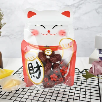 Cute Cartoon Loomade Ziplock Kott PET-Käepide Tihend Suletavasse Pisar Piir Korter Kotid Kodu Candy Nut Küpsised Ziplock Kott 10 Tk