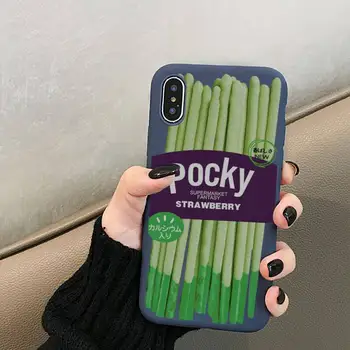 Cute Cartoon Pocky Küpsised Telefon Case for iPhone mini 12 11 Pro XS MAX X-XR 7 8 6 Pluss Candy Värvus sinine Pehmest Silikoonist Kate 82058