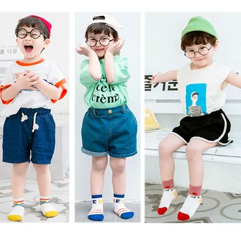 Cute Cartoon Silmadega Poiss, Tüdruk, Hingav primavera 5Pairs/Pack Mood Kids Puuvillased Sokid Beebi Paat Sokid