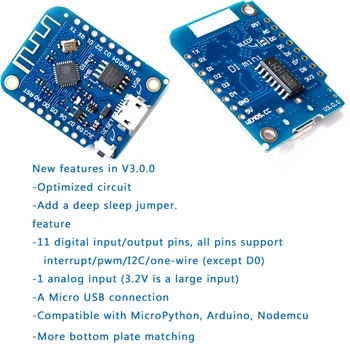 D1 Mini ESP8266 ESP-12 ESP-12F CH340G CH340 V2 USB WeMos WIFI Development Board Kooskõlas MicroPython Arduino Nodemcu 152850