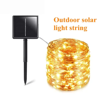 D2 Päikese String Haldjas LED Tuled 12m 100LED / 5M 50 Väljas Veekindel Vanik Solar Power Lamp Jõulud Aia Kaunistamiseks