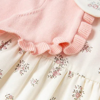 DBJ16827 dave bella kevadel beebi tüdruk on armas lilleline segast kleit laste mood pool kleit lapsed imiku lolita riided 6261