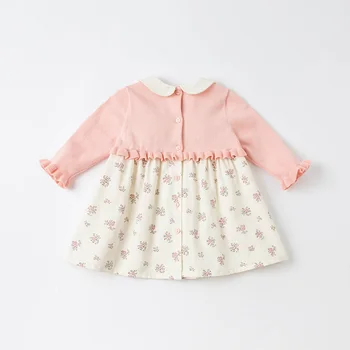 DBJ16827 dave bella kevadel beebi tüdruk on armas lilleline segast kleit laste mood pool kleit lapsed imiku lolita riided