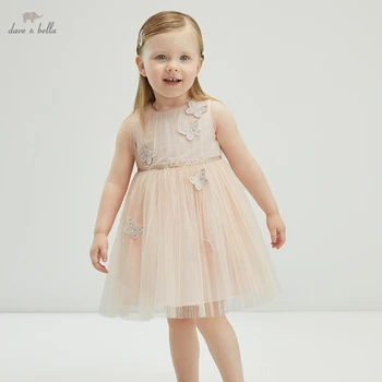 DBJ17242-2 dave bella suvel beebi tüdruk on armas bow cartoon silma kleit laste mood pool kleit lapsed imiku lolita riided