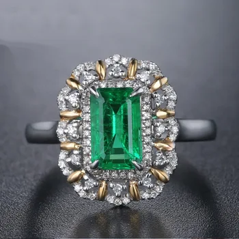 DIWENFU 925 Kiip reaalne Emerald Square Teemant Sõrmus Anillos Bague Bizuterias Naiste Hõbedast 925 Ehted Topaas Teemant Sõrmus Box 95293