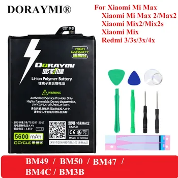 DORAYMI BM47 BM49 BM50 BM3B BM4C Telefoni Aku Xiaomi Mi Max Mix 2 2S Redmi 3 3S 3X 4X Asendamine Liitium-Bateria