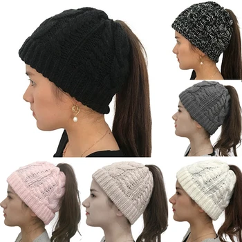 Daamid Venitada Koo Mütsi Hobusesaba Beanies Tütarlaste Sügis-Talvel Soe Kudumise Kübarad Kvaliteetsed Naiste Soojad Mütsid, Mütsid