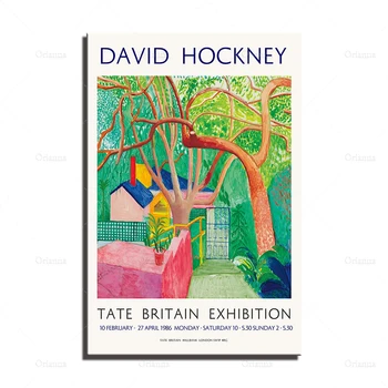 David Hockney, Värav Näitus Print, Hockney Art Print, Kaasaegse Kunsti,Roosa Art,Kingitus idee,Seina Art Plakat PrintCanvas Maali 4928