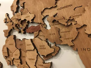 Decorative 3 Mõõtmetega Wooden World Map Euroopa Aasia Continents Office Living Room Wall Decor Table Home Art Gift