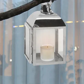 Dekoratiivne Küünal Laterna Roostevabast Terasest Klaasist Lamp Hõbe Kaasaegne Disain Küünal Viiruki Põletamine Kodu Kaunistamiseks