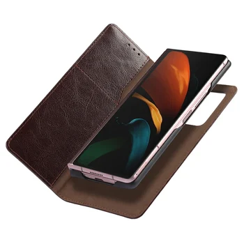 Deluxe Rahakoti ja telefoni kott case for Samsung Galaxy Z 2 Korda 5G / Z Fold2 5G Naha Puhul Klapp, Naha Telefoni Kotid äri fundas