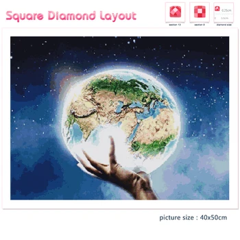 Diamond Mosaiik 5D Maali Käsi Sinine Planeet Öösel Taevas Tähed DIY Kingitus Pannoo Kunst Ruut, Ring Foto Tikkimine Komplekt