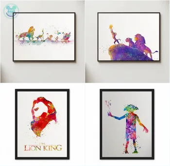 Disney Lion King Plakat Cartoon Art Maali Lasteaia Seina Värvimine Laste Tuba Kodu Kaunistamiseks Põhjamaade Lõuendile Maali