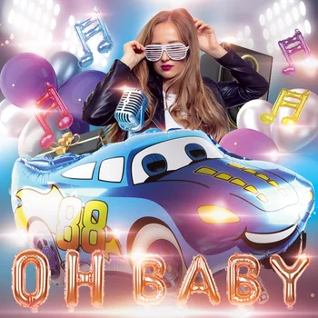 Disney McQueen auto OH BABY laul õhupalli Karaoke partei teenetemärgi laste auto mänguasi latex balloon baby shower poiss, tüdruk sünnipäev