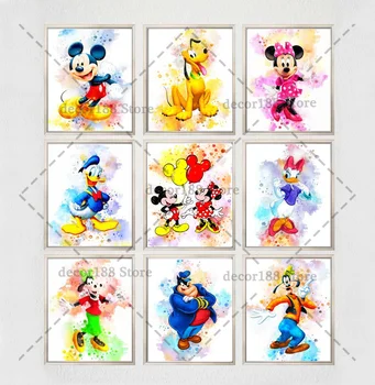 Disney Miki Hiir ja piilupart Donald Lõuendile Maali Cartoon Plakatid ja Pildid Cuadros Seina Art Pilt kids Room Decor