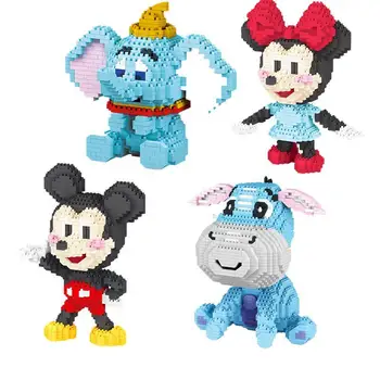 Disney Miki-Minni Simba Dumbo-Seeria Mikro ehitusplokid 3D Cartoon Loomade Mudel DIY Mini Tellis Haridus-Mänguasi Lastele