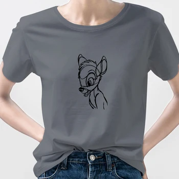 Disney Roosa Tshirt Bambi Käsitsi Maalitud Graafiline T-Särgid Top Feminino Esteetiline 90s Moe-Euroopa suveaeg Streetwear Hipster