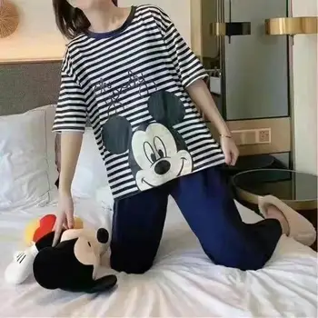 Disney Suvine pajama komplekti Miki Minni riideid kawaii riided, vabaaja nightgowns cartoon rüü Lühikesed varrukad Pajama tüdruk rüü komplekti 183085