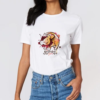 Disney lõvikuningas Simba T-särk Esteetiline Cartoon Naiste Riided Suvel Harajuku Lühikesed Varrukad Naiste T-särk, pea Meeles, kes sa oled 120189