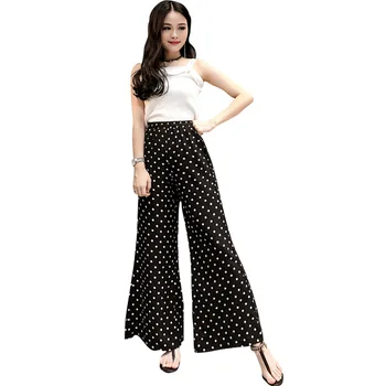 Dot Print Lai Jalg Püksid Püksid lahti Seksikas Kõrge Vöökoht Sügis Naiste Uued 2021 Mood Naiste Vabaaja Püksid Streetwear