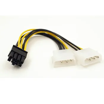 Dual Molex LP4 4 Pin, 8-Pin PCI-E Express Konverteri Adapter Power Cable Juhe-Kaabel de alimentacion Fio do cabo de alimentacao 110839