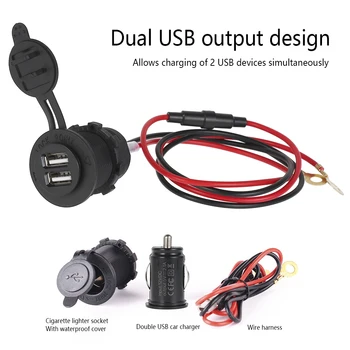 Dual USB autolaadija Kiire Laadimine Universaalne Kaabel-Laadija Adapter LED Ekraan Tolmukaitse Pistikupesa Auto Mootorratas