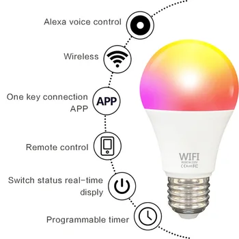 E27 RGB WIFI Smart Pirn Kodu hääljuhtimine Wake-up Valgustus Reguleeritav Taimer Valgus Alexa/Google/Kodus Kodu Kaunistamiseks