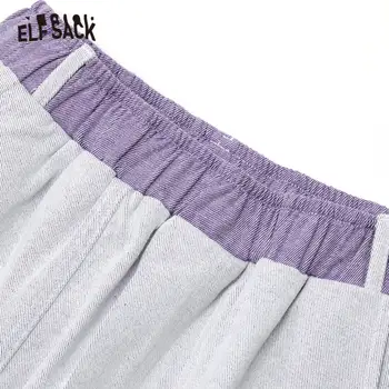 ELFSACK Tahke Kõrge Vöökoht Pestud Vabaaja Haaremi Naiste Teksad,2021 Kevadel Pure Purple Ripitud Auk Daamid Põhilised Igapäevased Püksid