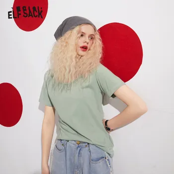 ELFSACK Tahke Minimalistlik Vabaaja Suvel T-Särgid Naistele,2021 Kevadel ELF Puhas Vintage Lühikesed Varrukad Naiste Põhi Päev Tops