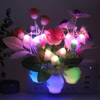 ELI Romantiline LED Night Light Sensor USA Lill Öö Valguses Plug-in Seina Lamp Home Valgustus Seened Seen värviline Valgus