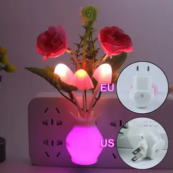 ELI Romantiline LED Night Light Sensor USA Lill Öö Valguses Plug-in Seina Lamp Home Valgustus Seened Seen värviline Valgus