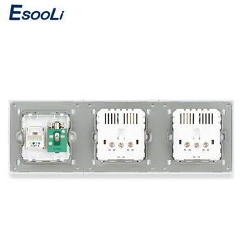 ESOOLI ELI Standard, Must Klaasist Paneel, Kahene Pistikupesa 4 Laadimine USB Port + Telefoni RJ11 Pistik + TV Ühenduspesa