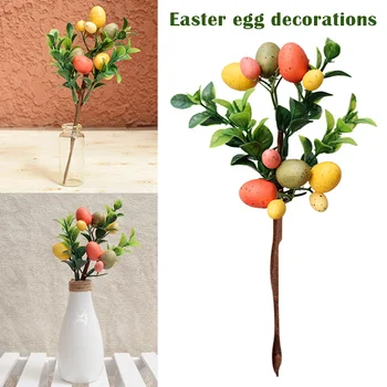 Easter Egg Tree Teenetemärgi Kunstlik Rohelised Lehed, Vaasid Lõikamine Lihtne Desktop Kaunistused HFD889 8294
