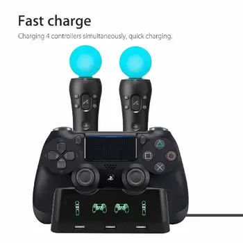 Eest PS4 PS Move VR PSVR Juhtnuppu mäng draiverid 4 in 1 Kontroller Laadimise Dock, Laadija Seista PS VR Liikuda PS 4 Mängud Tarvikud