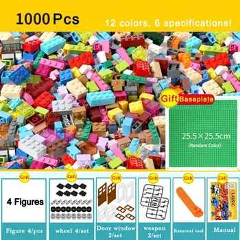 Ehitusplokid komplekti 450pcs 1000pcs classic linna looja värvikas tellised DIY lapsed, haridus mänguasjad lastele