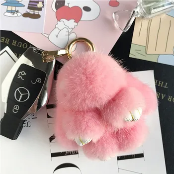 Ehtne naaritsa karusnaha Mini küülikud võtmehoidjad tüdruk tõeline jänku võtmerõngast jänku kotid uus ripats tarvikud telefon võtmehoidja