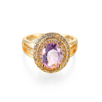 Elegantne Rose Gold Crystal Ring Täis Mosaiik Purustatud Valge Tsirkoon Roosa Ellips CZ Heliseb Naiste Poole Pulm Mood Ehteid 147180