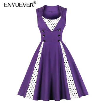 Enyuever Vintage Kleit Suvel Segast Puuvill Rüü Pin-Up, Suur Kiik, Õie Polka Dot Pool Casual Kleit Elegantne Naiste Riided