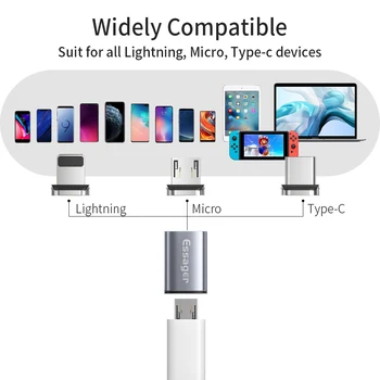 Essager Micro-USB-Magnet-Adapter Magnet MicroUSB Naine, Et C-Tüüpi Mees Konverterid iPhone Xiaomi Samsung Kaabli Ühenduspesa